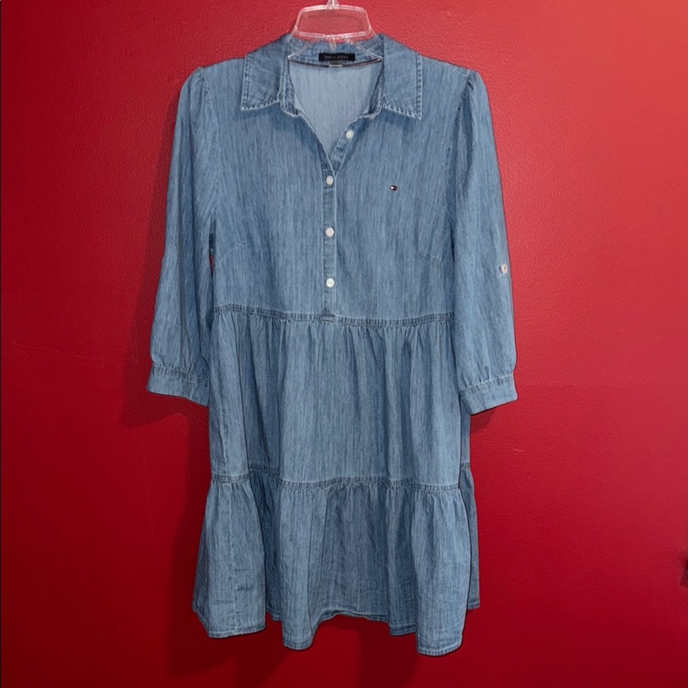 Tommy Hilfiger Chambray Tiered Shirtdress